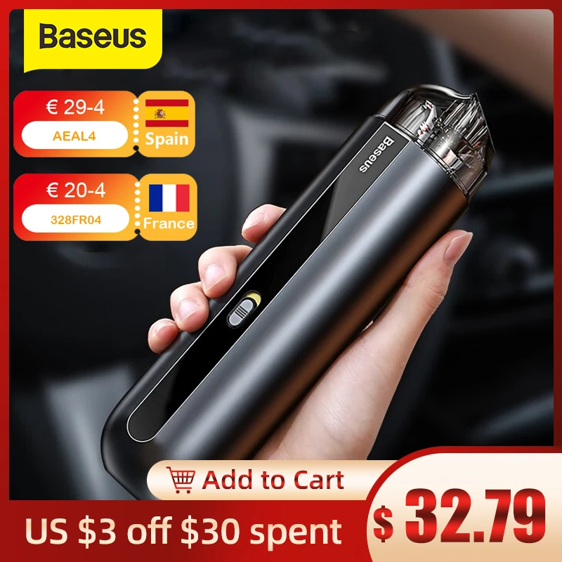 Baseus portátil carro aspirador de pó sem fio auto vácuo 5000pa sucção handheld auto mini aspirador para casa/carro/escritório