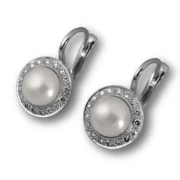 

Silver earrings with cubic zirconia and pearls cult.