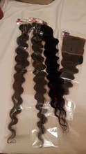 Mechones de ondas profundas sueltas 32 34 36 38 40 pulgadas, cabello Remy peruano Frontal, 3/4 mechones con cierre y Frontal negro Natural