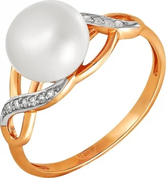 

Примаэксклюзив ring with pearls and cubic zirconia in red gold