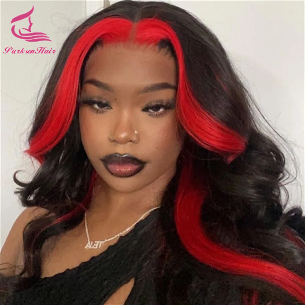 Highlight Human Hair Ombre 13x6 Lace Front Wig Brazilian Hair Wigs For Black Women Red Body Wave Lace Frontal Wigs Parksonhair