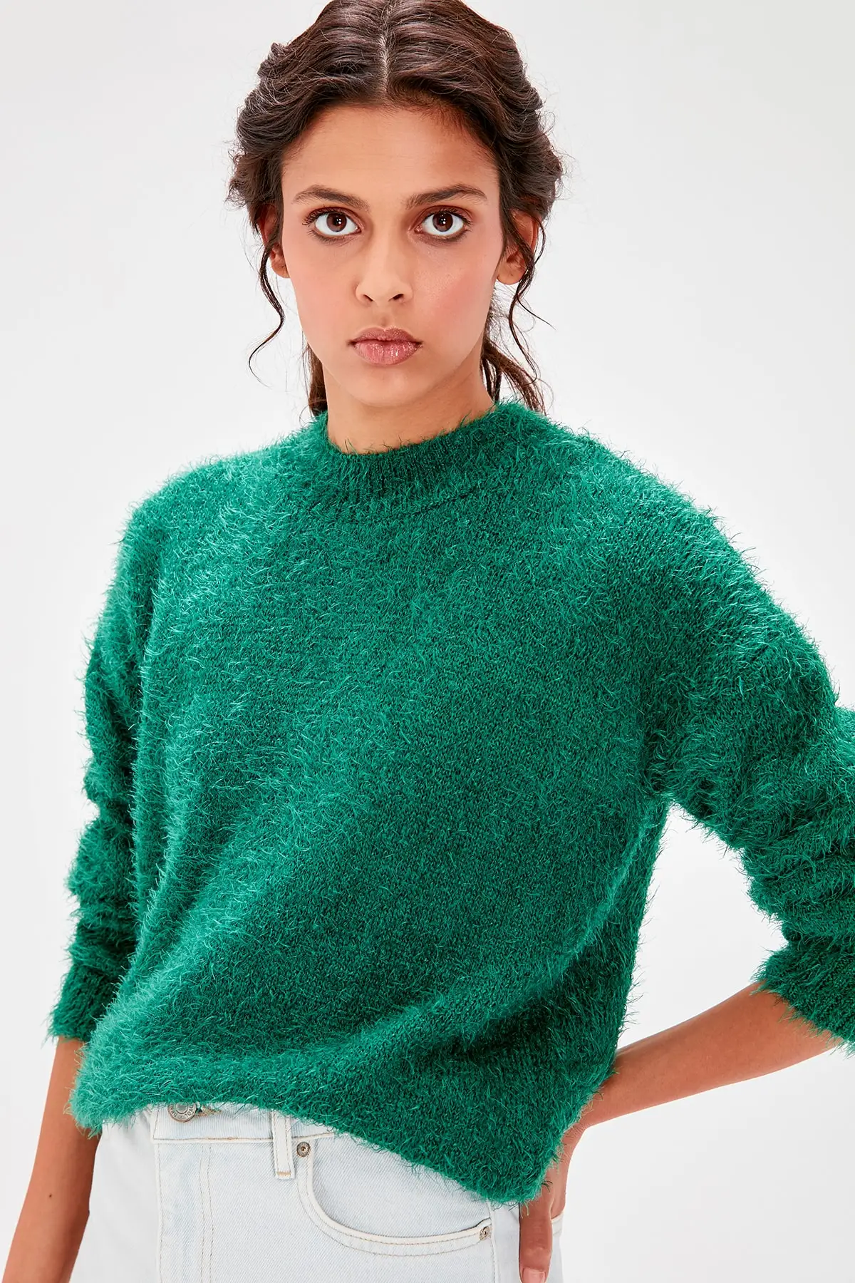 Trendyol Green Bicycle Neck Beard Yarn Knitwear Sweater TWOAW20KZ0143 |