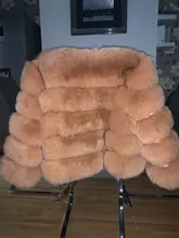 De invierno de la moda de cuero cálida capa natural abrigo de piel de zorro chaqueta de piel auténtica de zorro de invierno grueso abrigo cálido