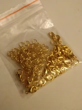 50 Uds. De cierres de langosta de Metal, 10, 12 y 14mm, ganchos con anillos de salto, conectores de corchetes de Color dorado, accesorios para collar, fabricación de joyas
