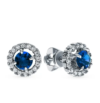 

Silver earrings with sapphires and cubic zirconia sunlight sample 925 test