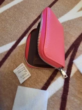 PURDORED 1 pc hombres de negocios titular de la tarjeta de cuero genuino titular de la tarjeta de crédito de las mujeres de la cremallera bolsillo tarjetero Unisex cremallera monedero de la moneda