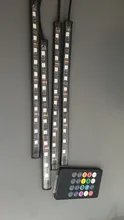 Tira de luces LED RGB para decoración de coche, luz de ambiente Interior con USB, Control remoto inalámbrico de música, múltiples modos