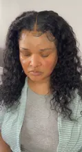 Cranberry-peluca con cierre de encaje 4x4 para mujer, cabello Remy brasileño de ondas profundas, pelucas de cabello humano con encaje frontal 13x4, línea de cabello prearrancado