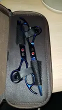 Tijeras profesionales grandes de 7,0 pulgadas para corte de peluquería, tijeras de adelgazamiento de 6,5 pulgadas, para barbería, JP440C, color azul, A0132A