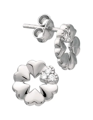 Pendientes Plata Rodiada Corazones y Estrella