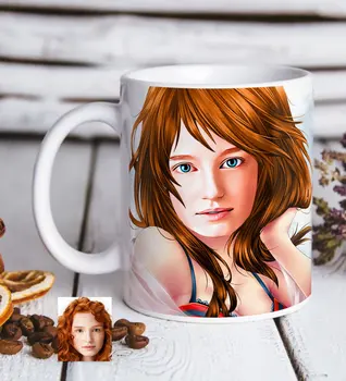 

Personalized Women 'S Abstract Caricature Of White Mug Bardak-18