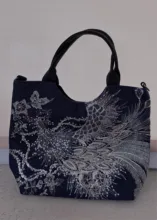 Handbag Totes-Bag Shopping-Shoulder-Bag Canvas Peacock Sequins Embroidered Vintage Shiny