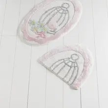 Коврики для ванной нескользящие Противоскользящие коврики Нескользящие сладкие розовые птицы 2'Li Set60X100 Cm-50 X 60 см