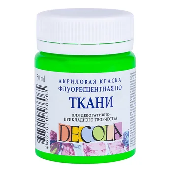 

Paint acrylic on fabric DeCola green флуоресцентная 50 ml