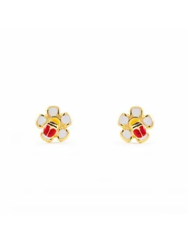 

Earrings Bebe or girl Flower With Ladybug