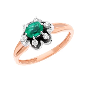 

Gold ring with emeralds and diamonds sunlight sample 585