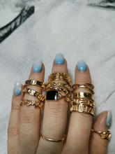 Tocona-Anillos de oro con piedras de cristal cuadradas brillantes para Mujer y hombre, Charms de estrellas geométricas, joyería para Mujer, venta al por mayor 9071