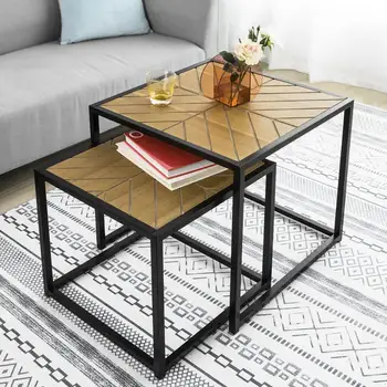 

SoBuy Nesting Tables, Set of 2 Coffee Tables Side Tables End Tables Living Room Tables,FBT76-N