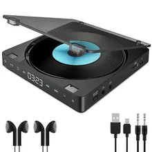 Reproductor de CD portátil con botón táctil, dos auriculares, Walkman de CD, Reproductor de disco con batería recargable integrada