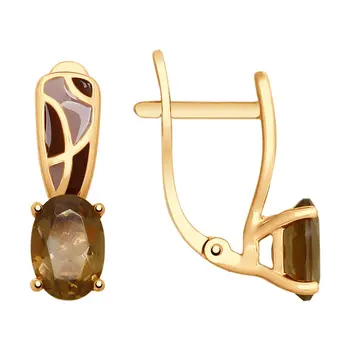 

Drop Earrings with stones Sokolov made of gilded silver with enamel and silver, fashion jewelry, 925, women's male, long earrings