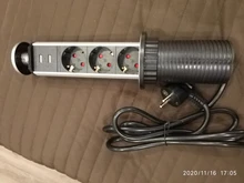 COSWALL para POP 3 hembra 2 puerto de carga USB de la Mesa de cocina toma para escritorio retráctil enchufe de la UE de cuerpo de aluminio de fondo azul