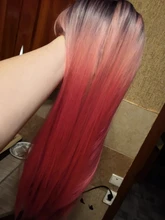 LOUIS FERRE negro Rosa rojo pelucas Cosplay largo recto Ombre peluca sintética con flequillo negro las mujeres Afro resistente al calor de fibra