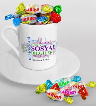 

Personalized Social Studies Teacher Turkish coffee Cup and Haribo Candy Gift Seti-1