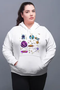 

Angemiel Wear Space And Prints White Women 'S Hooded Sweatshirt