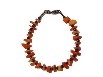 

Aged silver bracelet with bead and stones Orange