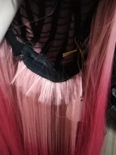 LOUIS FERRE negro Rosa rojo pelucas Cosplay largo recto Ombre peluca sintética con flequillo negro las mujeres Afro resistente al calor de fibra