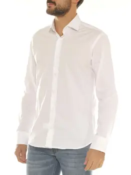 

Shirt men slim fit stretch cotton peaked collar