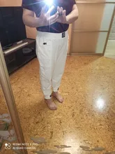 Pantalones vaqueros holgados de cintura elástica para mujer, moda de Corea de algodón informales combinables, color blanco, nueva llegada de primavera y verano, S982