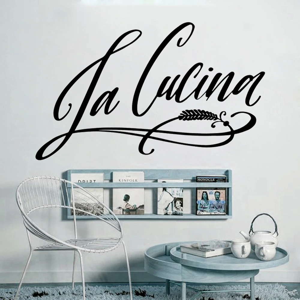 

La Cucina Quotes Wall Stickers Removable Vinyl Italian Murals For Kitchen Dinning Room Decoration Decals Poster HJ0855