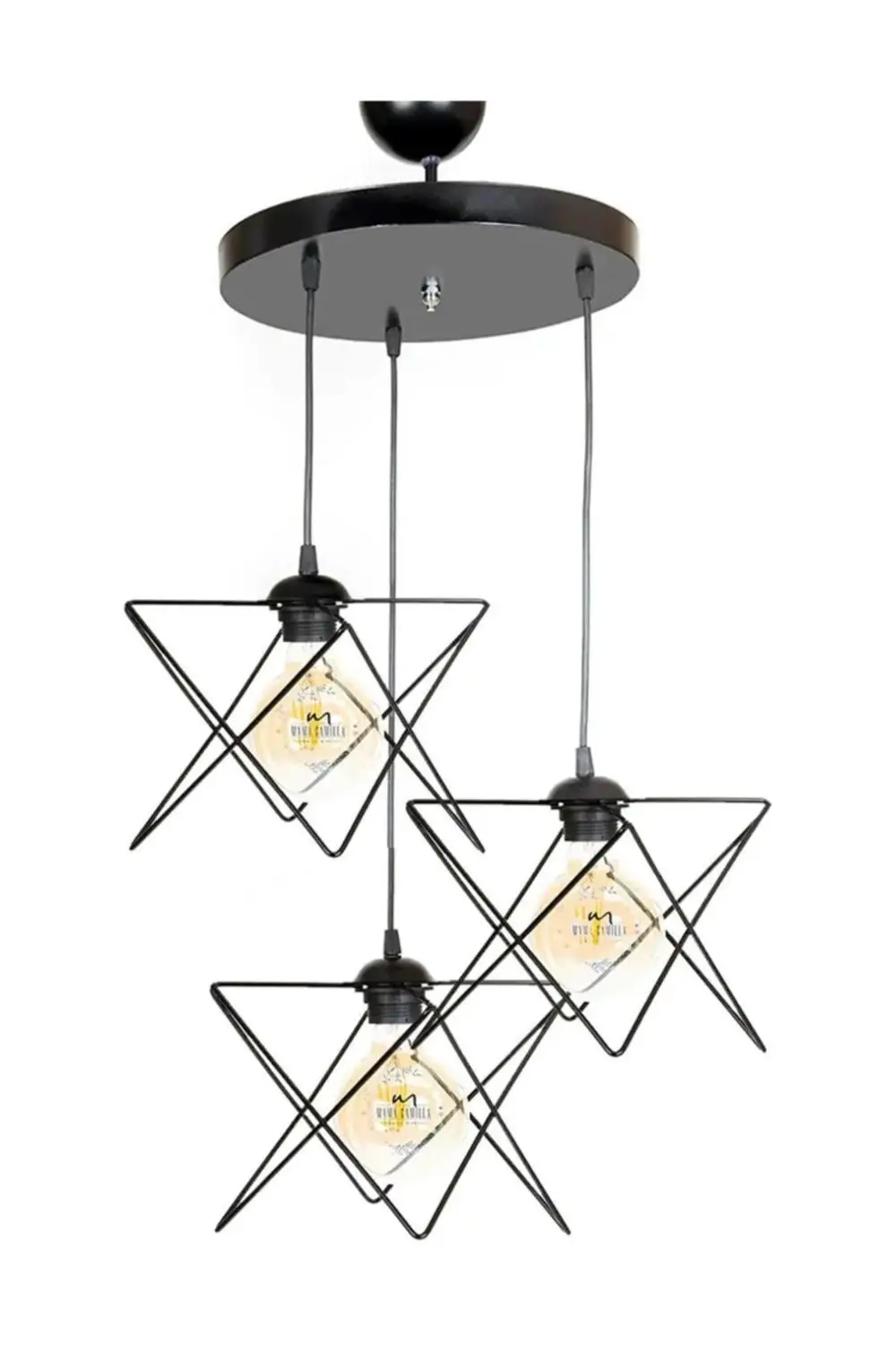 

Curved Triple Chandelier 'Black' Pendant Lighting