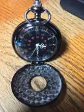 Pocketwatch negro Vintage CharmUnisex para hombre y mujer, Número romano de moda de cuarzo Steampunk, reloj de bolsillo, collar con colgante para hombre con cadena