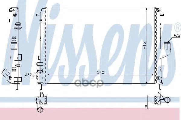 Радиатор Renault Logan/Sandero 08-/Duster 10- 1.6/1.5d / Lada Largus 1.6 12- At Nissens 637613 Nissens арт. 637613