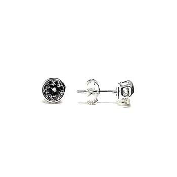 

Sterling silver earrings 925m smooth 5mm. Cubic zirconia [AA8939]