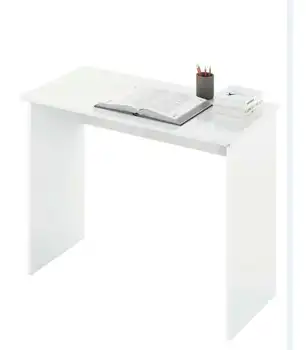 

Brown oak and white desk.