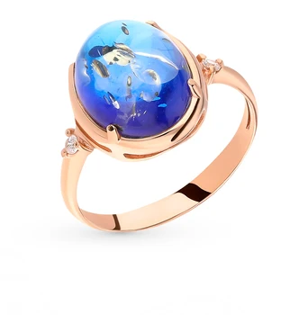 

Silver ring with cubic zirconia and amber sunlight sample 925