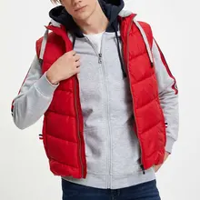 DeFacto, повседневный мужской хлопковый красный жилет с капюшоном для мужчин, модный утепленный жилет на молнии для отдыха, мужской зимний жилет, L9595AZ19WN