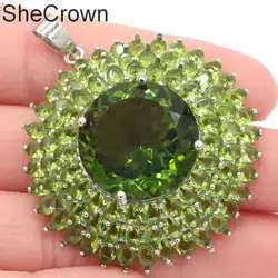 SheCrown 2019 новый дизайн Зеленый Перидот дамы серебряный кулон 40x24 мм