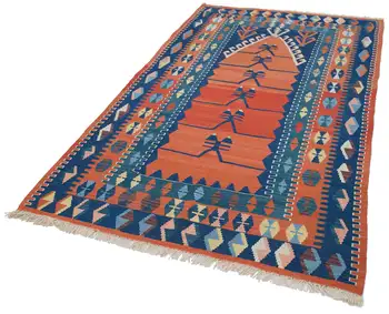 

141x230 Cm Blue Handmade Oriental Rug Rug-5x8 Ft