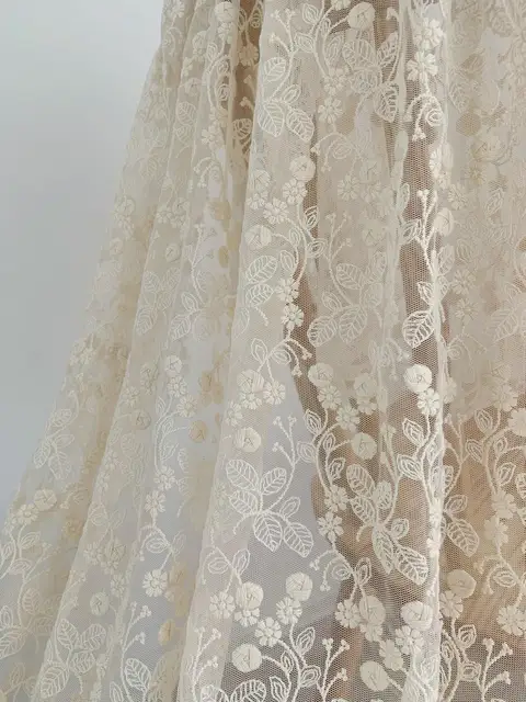 Pizzo Ricamato In Tulle Floreale - 1.8m X 25cm Per Decorazioni - Foto 5
