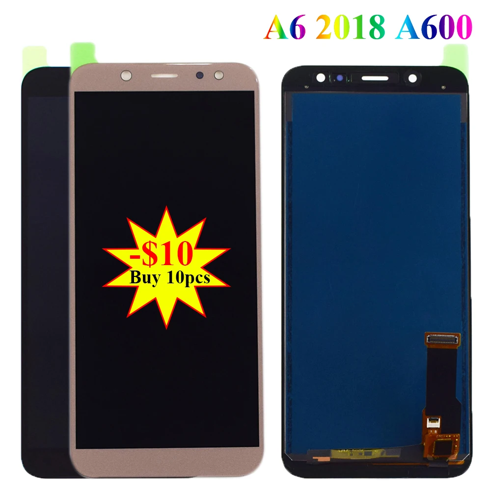Najtaniej Do SAMSUNG Galaxy A6 2018 A600 wyświetlacz LCD ekran dotykowy wymiana Digitizer zgromadzenie części LCD A600F A600FN LCD Pantalla Tela