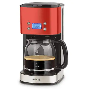 

H. Koenig H. Koenig MG30 programmable drip coffee maker, up to 20 cups, 1,8 liter, glass jar, red, 1.8 litres, plastic, A