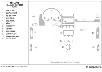 

Interior lining for Honda Fit 2007-2008. Set L706.