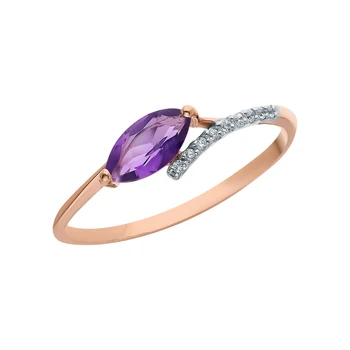 

Gold ring with amethyst and cubic zirconia sunlight sample 585 test