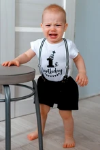 Mono gracioso recién nacido, niño y niña, primer Mono para cumpleaños, mono infantil, ropa de manga corta, trajes de 0 a 18M