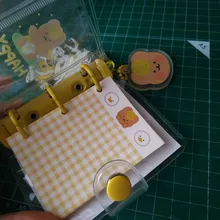 MINKYS-Mini cuaderno Kawaii de bolsillo, diario de hojas sueltas, libro de Agenda, regalo de cumpleaños, conjunto de papelería escolar coreana, 3 anillos