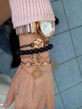 Pulsera de cadena multicapa con hojas mezcladas para mujer, 31 estilos, bohemio, mapa de letras, cristal geométrico, pentagrama infinito